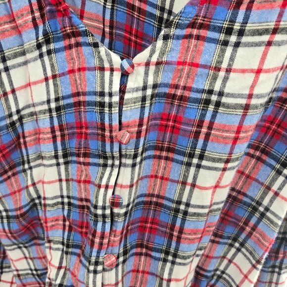 Lane Bryant Plaid Red Blue Button Rayon Tie Front Long Sleeve Shirt Size 20 - Picture 4 of 12